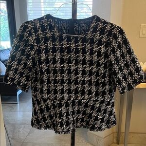 Zara Black and White Checkered Blouse